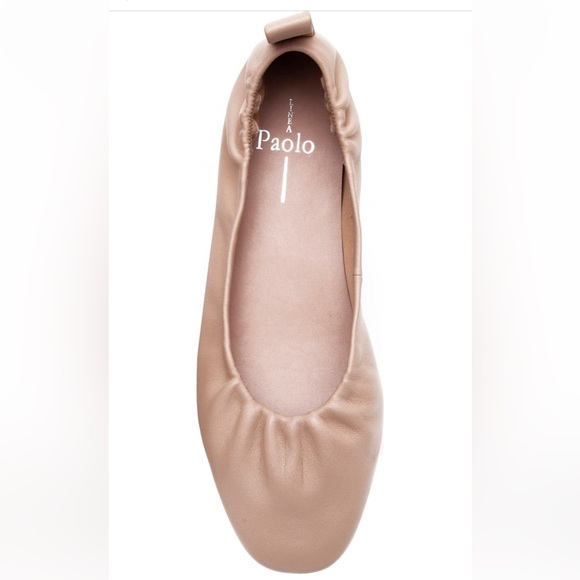 Linea Paola NEWRY | Soft Square Toe Ruched Nappa Ballet Flats - Picture 2 of 6